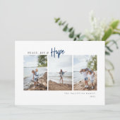 Peace Joy Hopeスクリプトモダンミニマリスト写真 シーズンカード (スタンド正面)