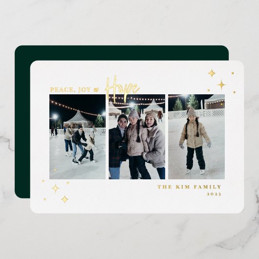 Peace Joy Hope 3写真 箔シーズンカード (正面/裏面)