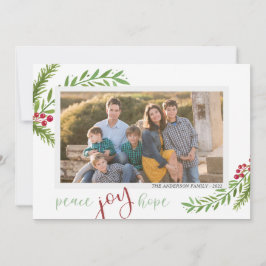Peace Joy Hope Water Color Two Photo Chrimas シーズンカード