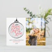 Peace, Joy & Loveフォトホリデーポストカード シーズンカード (スタンド正面)