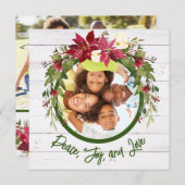 Peace Joy Love 2フォトポインセチアフローラクリスマス シーズンカード (正面/裏面)