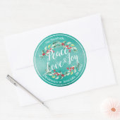 Peace Joy & Love Christmas Happy New Year Address ラウンドシール (封筒)