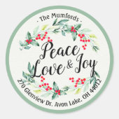 Peace Joy & Love Christmas Happy New Year Address ラウンドシール (正面)