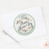 Peace Joy & Love Christmas Happy New Year Address ラウンドシール (封筒)