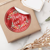 Peace Joy & Love Christmas Happy New Year Address ラウンドシール