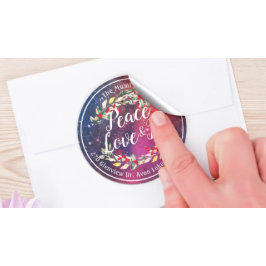 Peace Joy & Love Christmas Happy New Year Address ラウンドシール