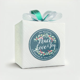 Peace Joy & Love Christmas Happy New Year Address ラウンドシール