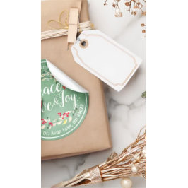 Peace Joy & Love Christmas Happy New Year Address ラウンドシール