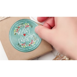 Peace Joy & Love Christmas Happy New Year Address ラウンドシール