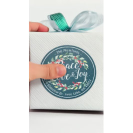 Peace Joy & Love Christmas Happy New Year Address ラウンドシール