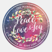 Peace Joy & Love Christmas Happy New Year Address ラウンドシール (正面)