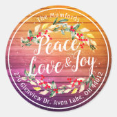 Peace Joy & Love Christmas Happy New Year Address ラウンドシール (正面)