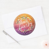 Peace Joy & Love Christmas Happy New Year Address ラウンドシール (封筒)