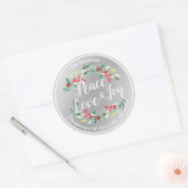 Peace Joy & Love Christmas Happy New Year Address ラウンドシール (封筒)
