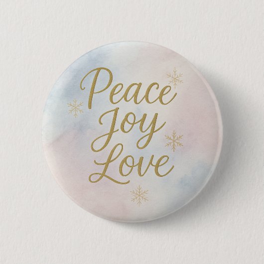 Peace Joy Love Elegant Christmas 缶バッジ (正面)