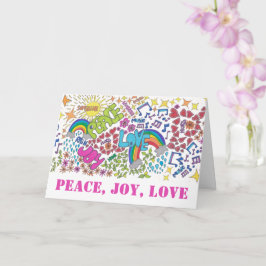Peace Joy Love Hippy Art，あなたの言葉を含む カード