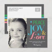 Peace Joy & Love Holidayフォトカードポストカード シーズンポストカード (正面/裏面)