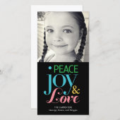 Peace Joy & Love Holidayフォトカード シーズンカード (正面/裏面)