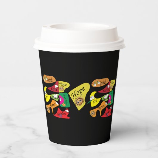 Peace Joy Love Inspirational Quote Paper Cups 紙コップ (裏面)