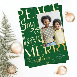 Peace Joy Love Merry Everything Type Border Photo 箔シーズンカード
