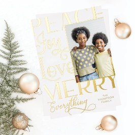 Peace Joy Love Merry Everything Type Border Photo 箔シーズンカード