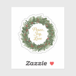 Peace Joy Love Wreath Classic Christmas Message  シール