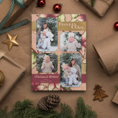 Peace & Joy、Pink、Burgundy、Poinsettia金ゴールド写真 シーズンカード