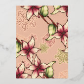 Peace & Joy、Pink、Burgundy、Poinsettia金ゴールド写真 箔シーズンカード (裏面)