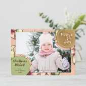 Peace & Joy、Pink、Green、Poinsettia金ゴールド写真 シーズンカード (スタンド正面)