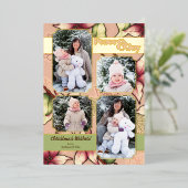 Peace & Joy、Pink、Green、Poinsettia金ゴールド写真 箔シーズンカード (立ち正面)
