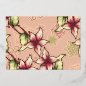 Peace & Joy、Pink、Green、Poinsettia金ゴールド写真 箔シーズンカード (裏面)