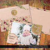 Peace & Joy, Pink, Poinsettia金ゴールド写真 シーズンカード