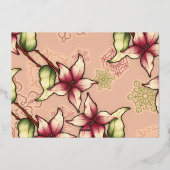 Peace & Joy, Pink, Poinsettia金ゴールド写真 箔シーズンカード (裏面)