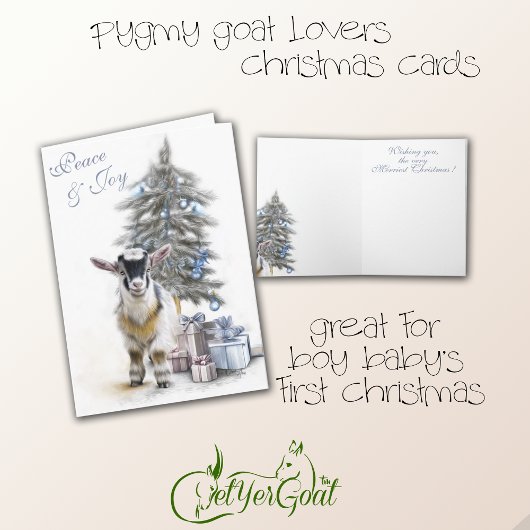 Peace & Joy  Pygmy Goat Baby Blue カード
