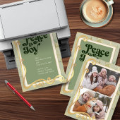 Peace & Joy Sage Greenと金ゴールド2枚のフォトカード シーズンカード