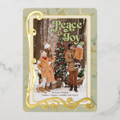 Peace & Joy Sage Greenと金ゴールド 箔シーズンカード (正面)