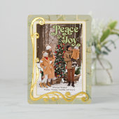 Peace & Joy Sage Greenと金ゴールド 箔シーズンカード (立ち正面)