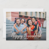 Peace Joyous Happy Hanukkahブルーモダン写真 シーズンカード (正面)