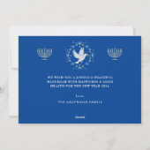 Peace Joyous Happy Hanukkahブルーモダン写真 シーズンカード (裏面)