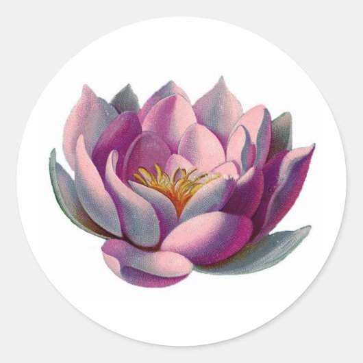 Peace l Beautiful Pink Lotus Flower/Water Lily ラウンドシール (正面)