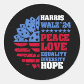 Peace LGBT Harris Walz Waltz ラウンドシール (正面)