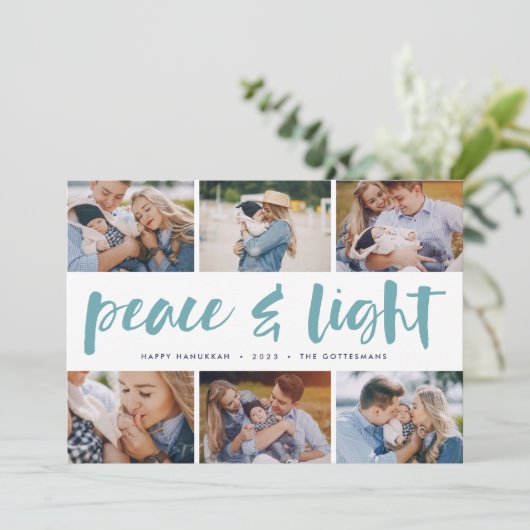 Peace & Light | Hanukkah Photo Collage シーズンカード (スタンド正面)