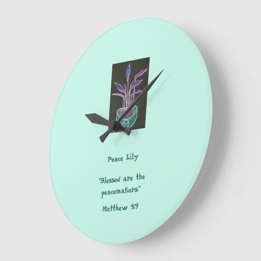 Peace Lily ラージ壁時計 (傾斜)
