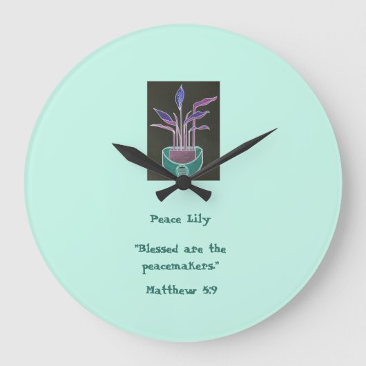 Peace Lily ラージ壁時計 (正面)