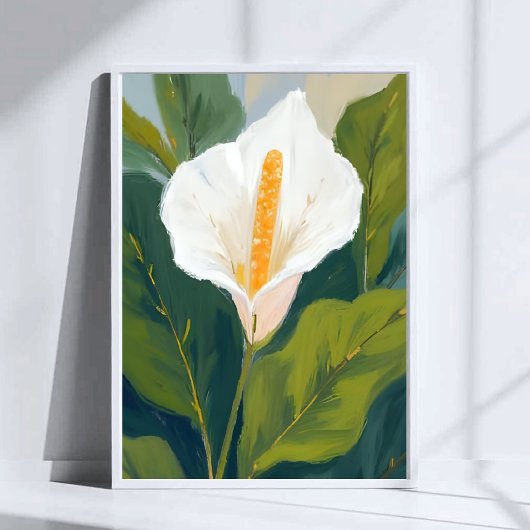 Peace Lily Flower Painting Watercolor ポスター