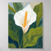 Peace Lily Flower Painting Watercolor ポスター (正面)