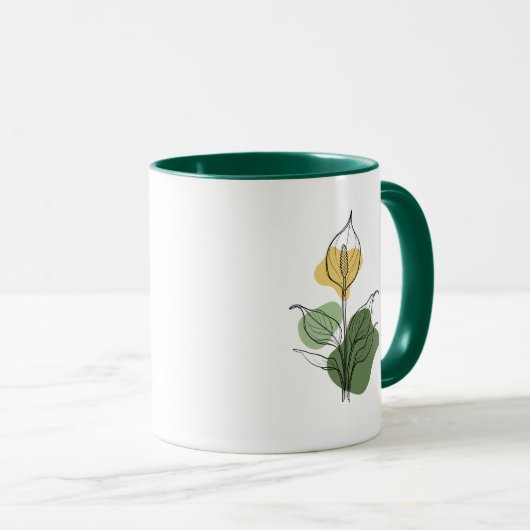 Peace Lily Line Art Mug マグカップ (正面右)