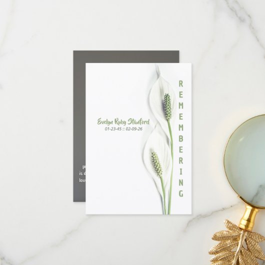 Peace Lily Memorial Thank You Card サンキューカード (正面/裏面インサイチュ)