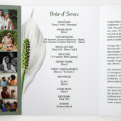 Peace Lily Photo Collage Tri‑Fold Funeral Template 三つ折りプログラム (内部中)