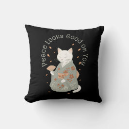 Peace Looks Good on You - Kimono Clad Cat クッション
